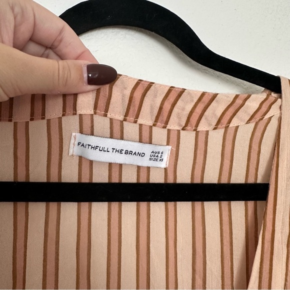 Faithfull The Brand Matilda Peasant High Low Dress Almeria Striped Size XS Women - Picture 6 of 9